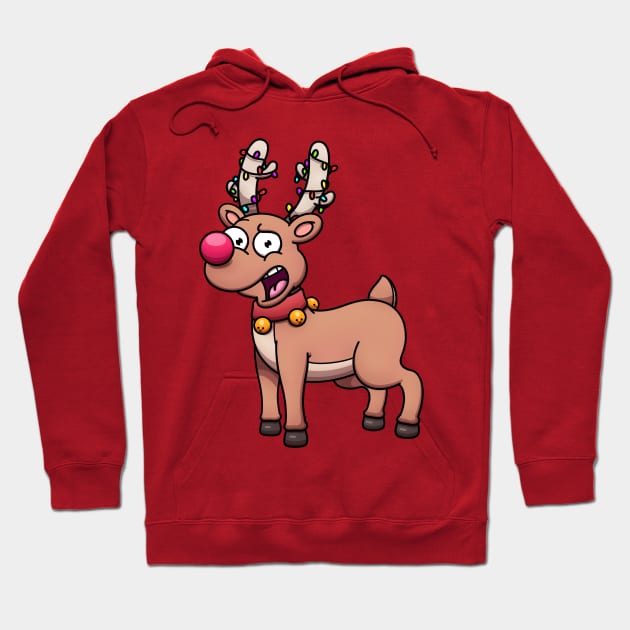 Cute Christmas Reindeer With Christmas Lights Hoodie by TheMaskedTooner